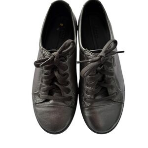 Ecco Metallic Gray Lace-Up Sneakers